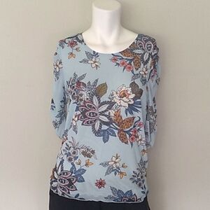 American Rag Blue Floral Sheer Blouse. NWT